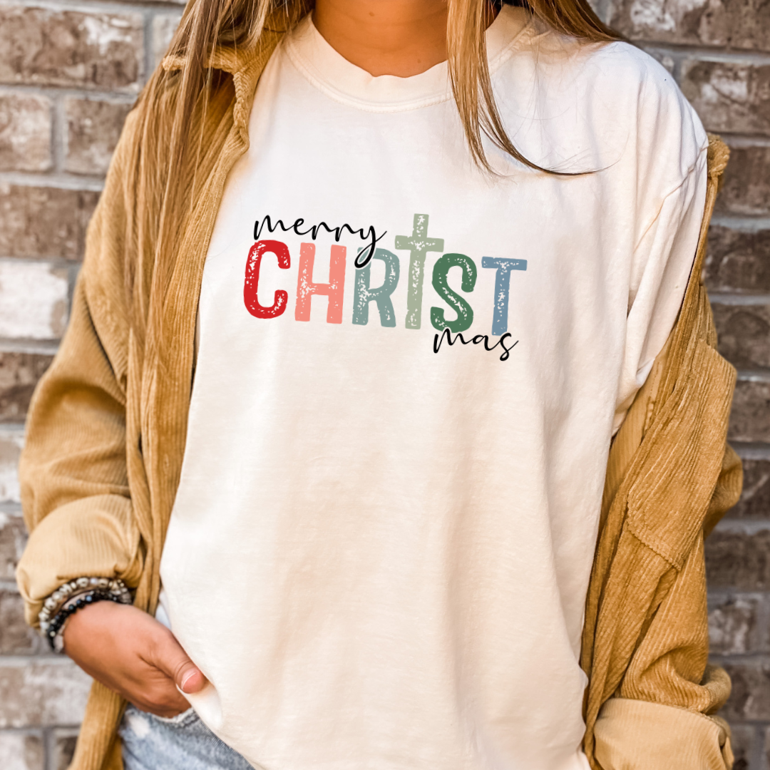 Merry CHRIST-mas Christmas Tee- Christmas Graphic Tee
