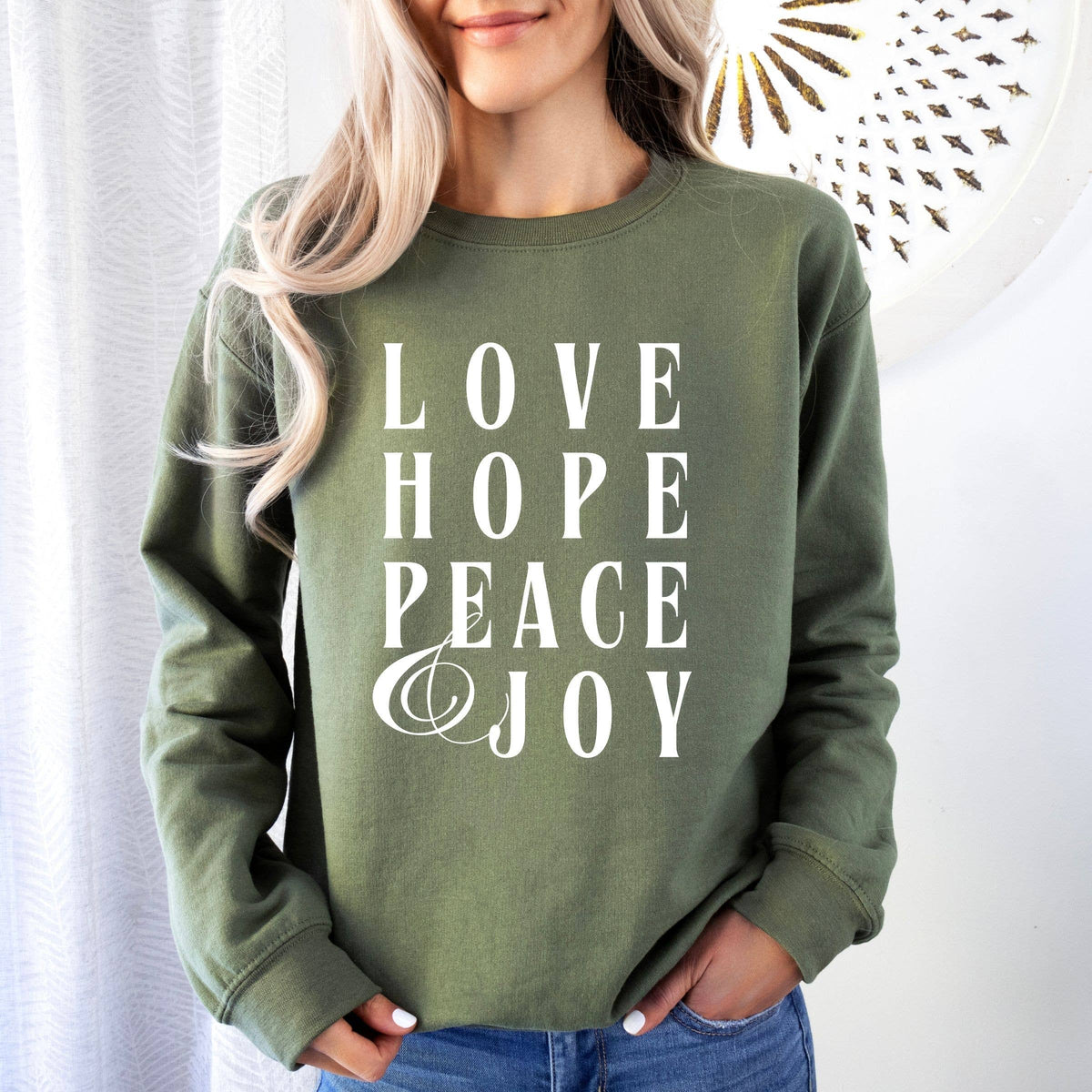 Love, Hope, Peace and Joy Christmas Graphic Sweatshirt