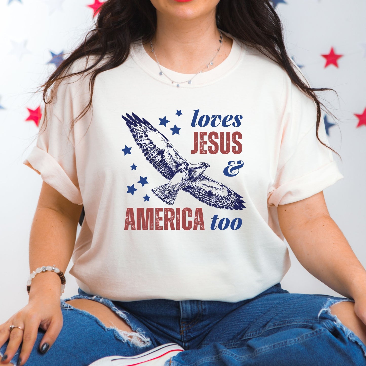 Loves Jesus and America Too Tee
