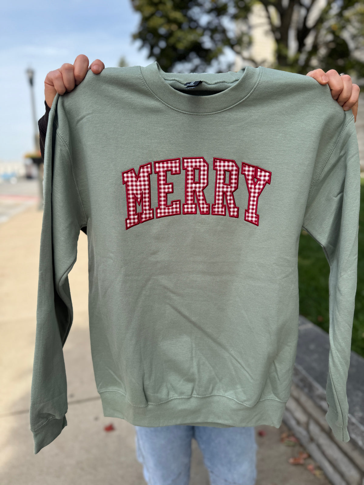 Merry Embroidered Patch Sweatshirt - Christmas Sweatshirt