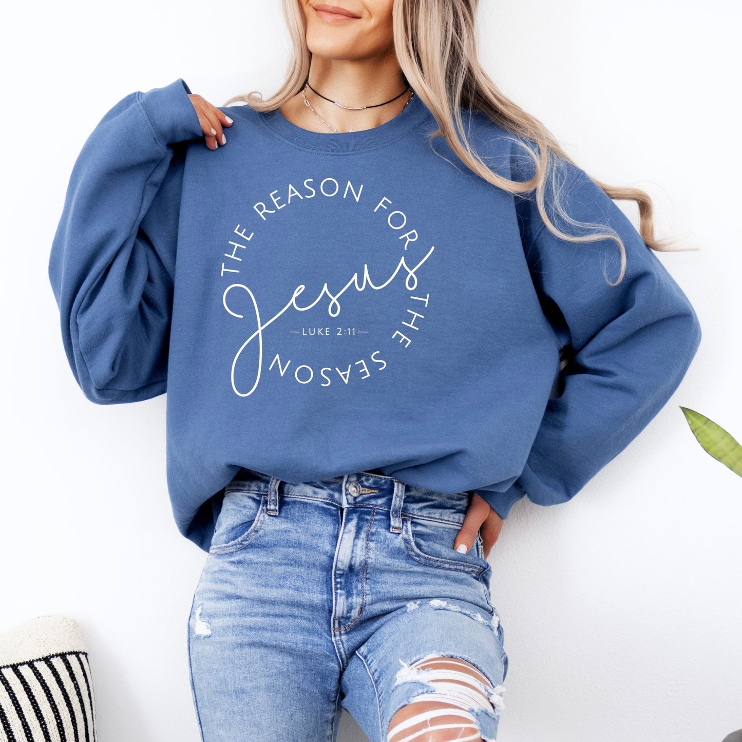 Jesus Is The Reason Luke 2:11 Sweatshirt (Multiple Colors)