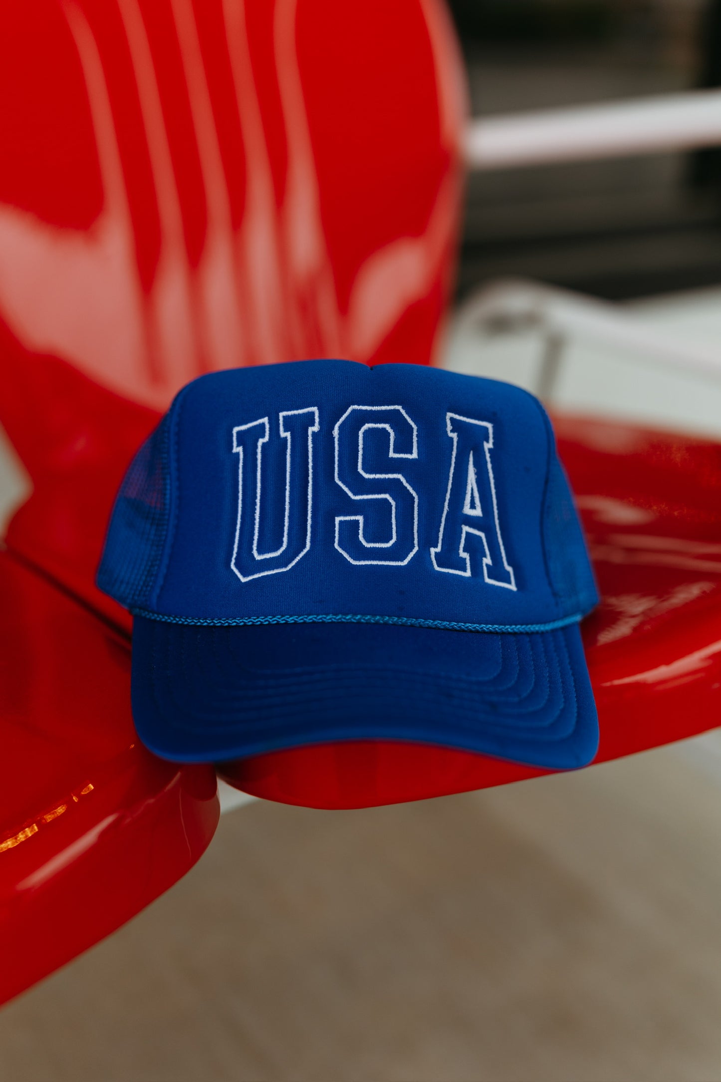 USA Embroidered Blue Trucker Hat