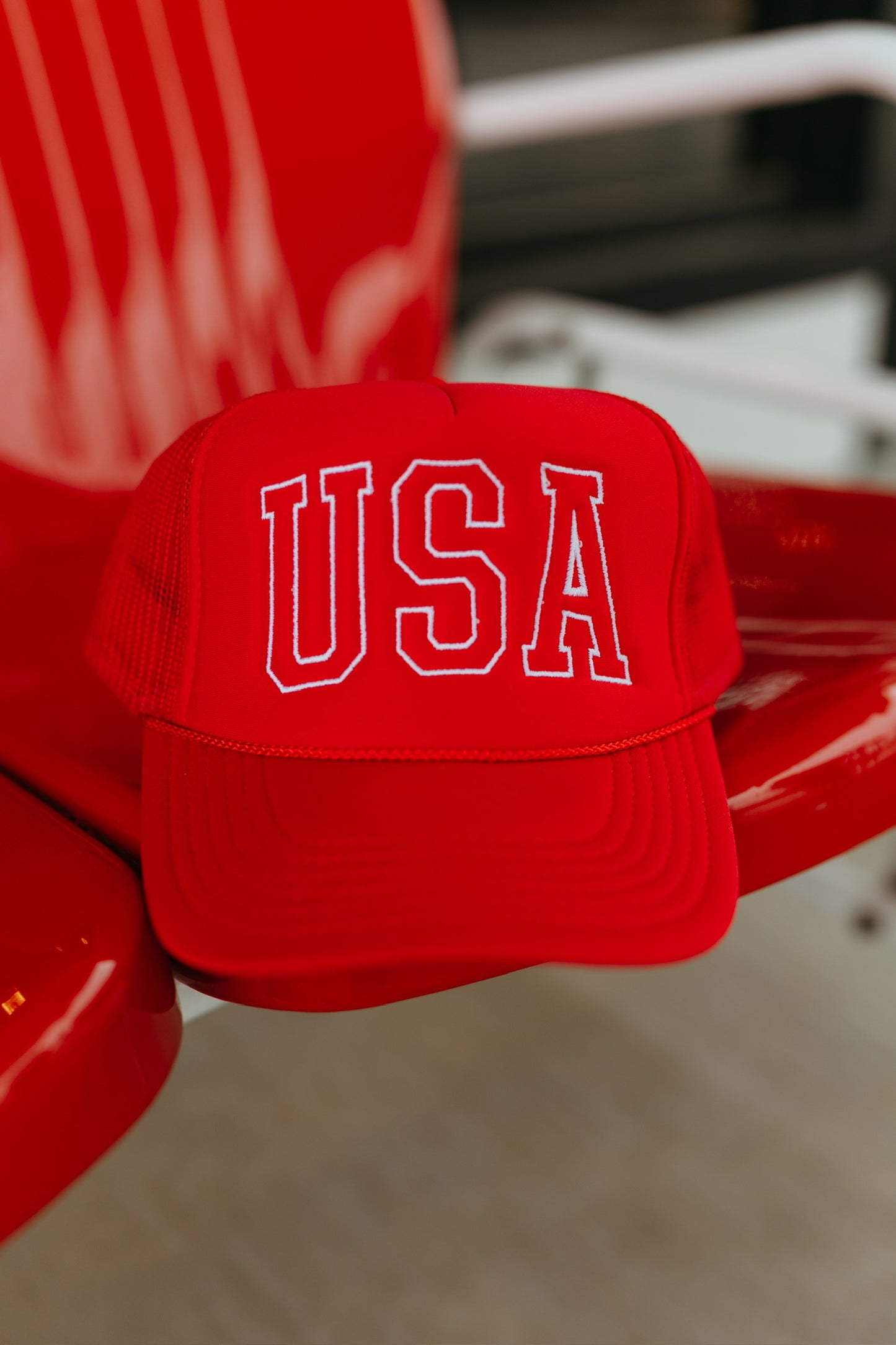 USA Embroidered Red Trucker Hat