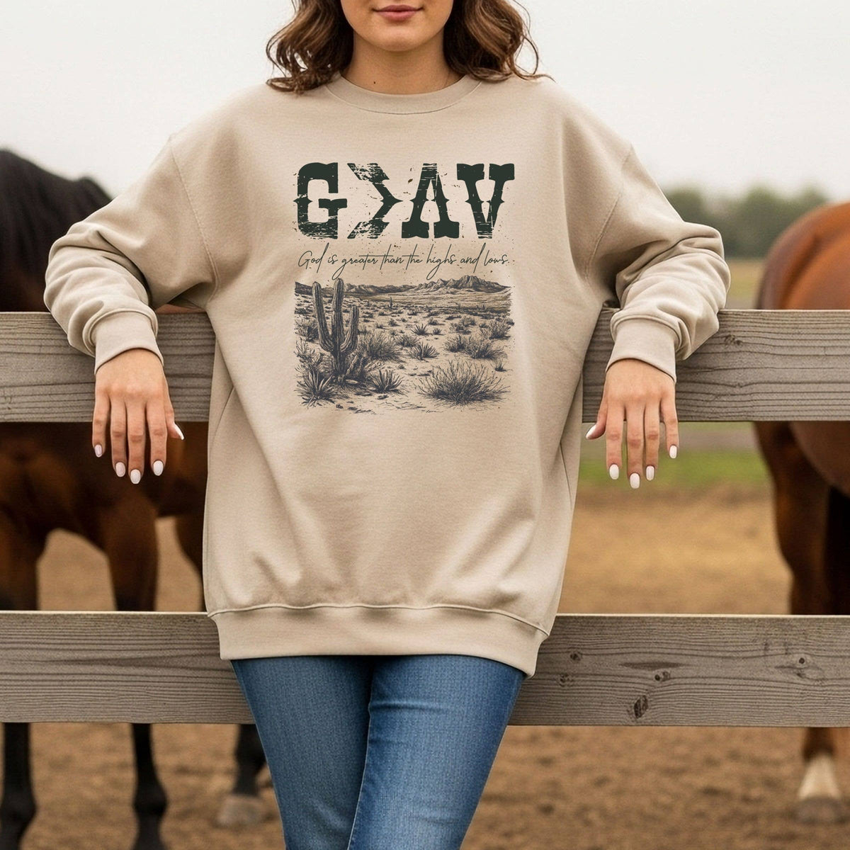 God is Greater Graphic Sweatshirt - Graphic Fall Sweatshirt