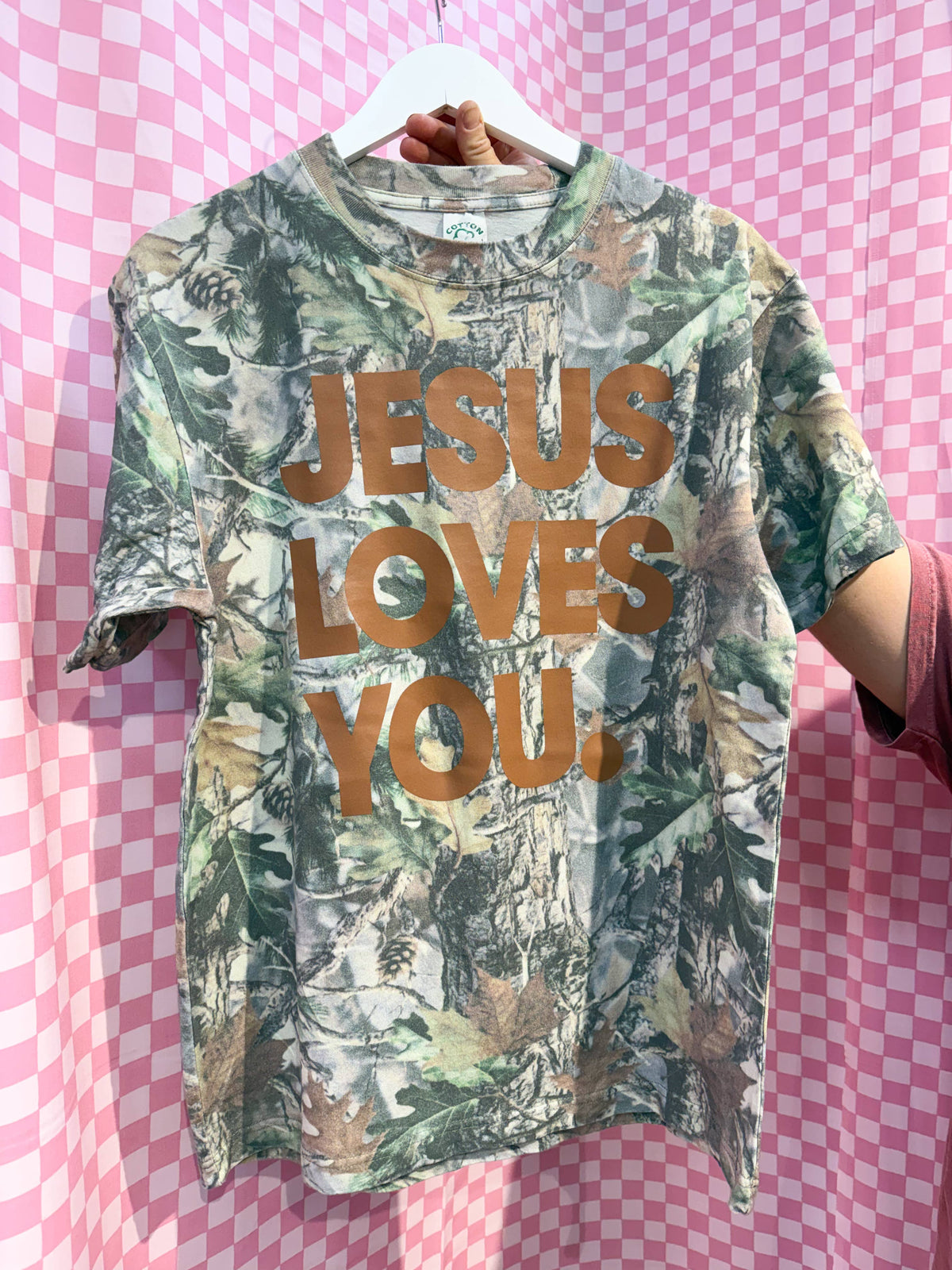 Jesus Loves You Camo Tee Brown Print - Fall Western Apparel