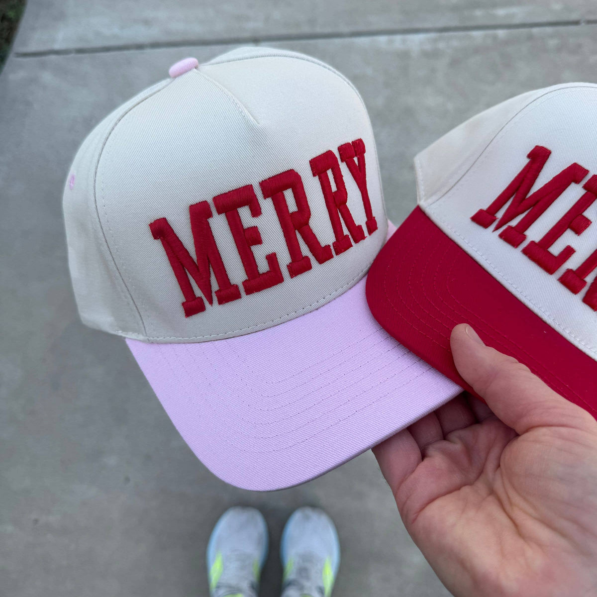 Merry Embroidered Snapback Trucker Hat - Christmas Hat