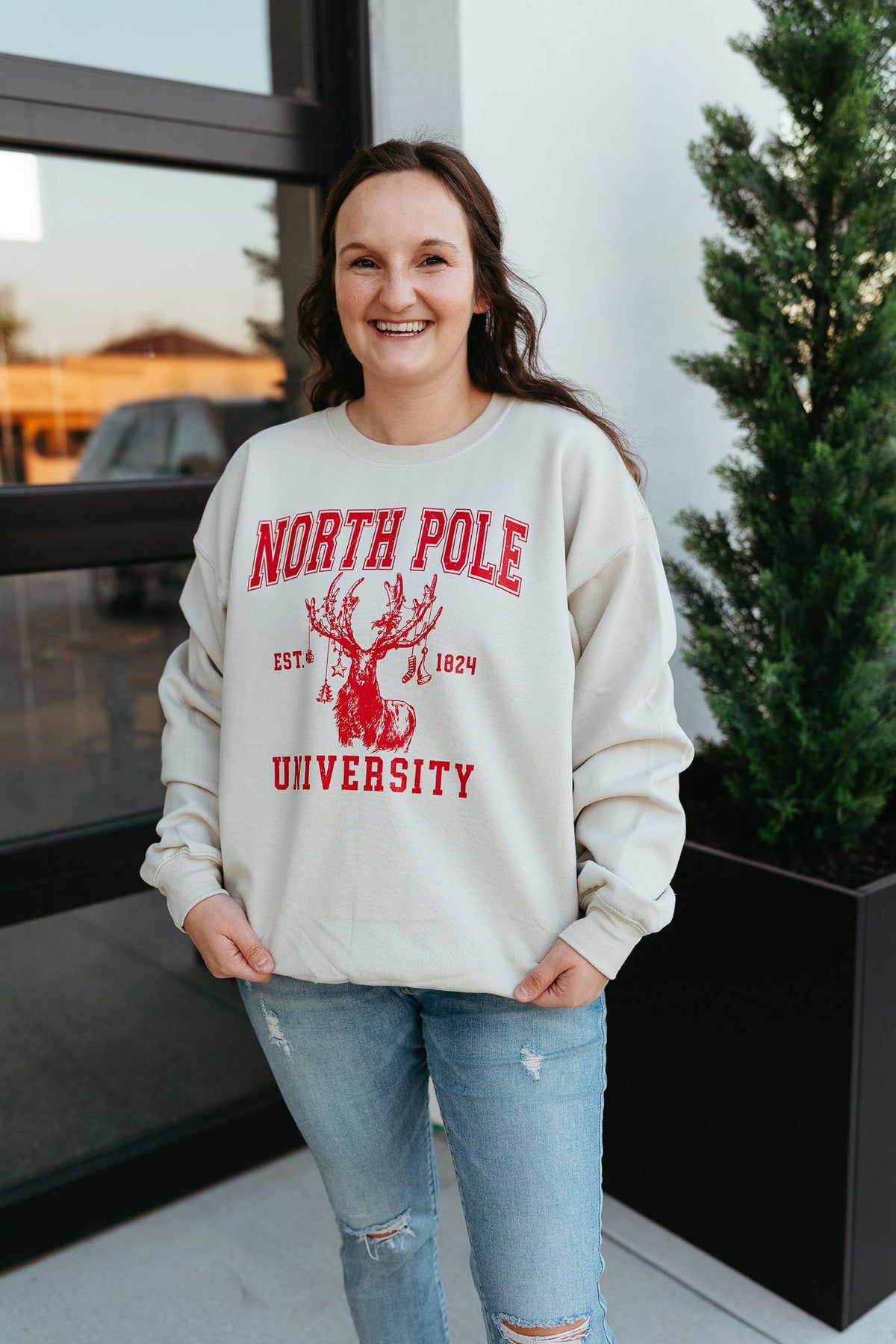 North Pole University - Christmas Graphic Sweatshirt - Red