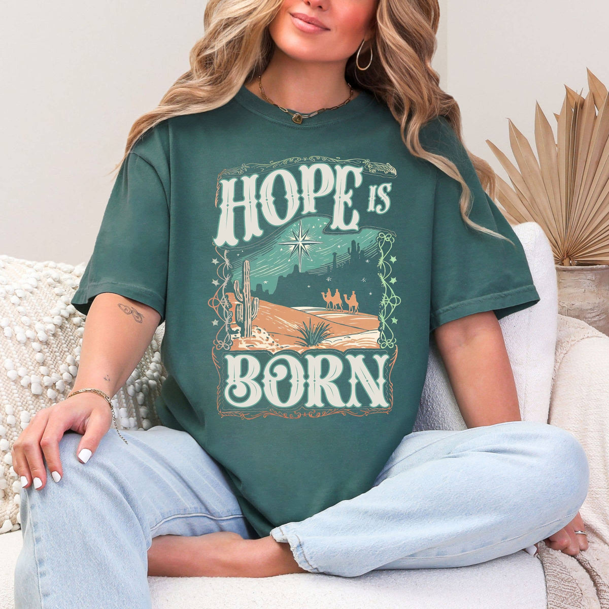Hope is Born Christian Graphic Tee - Christmas Graphic Tee