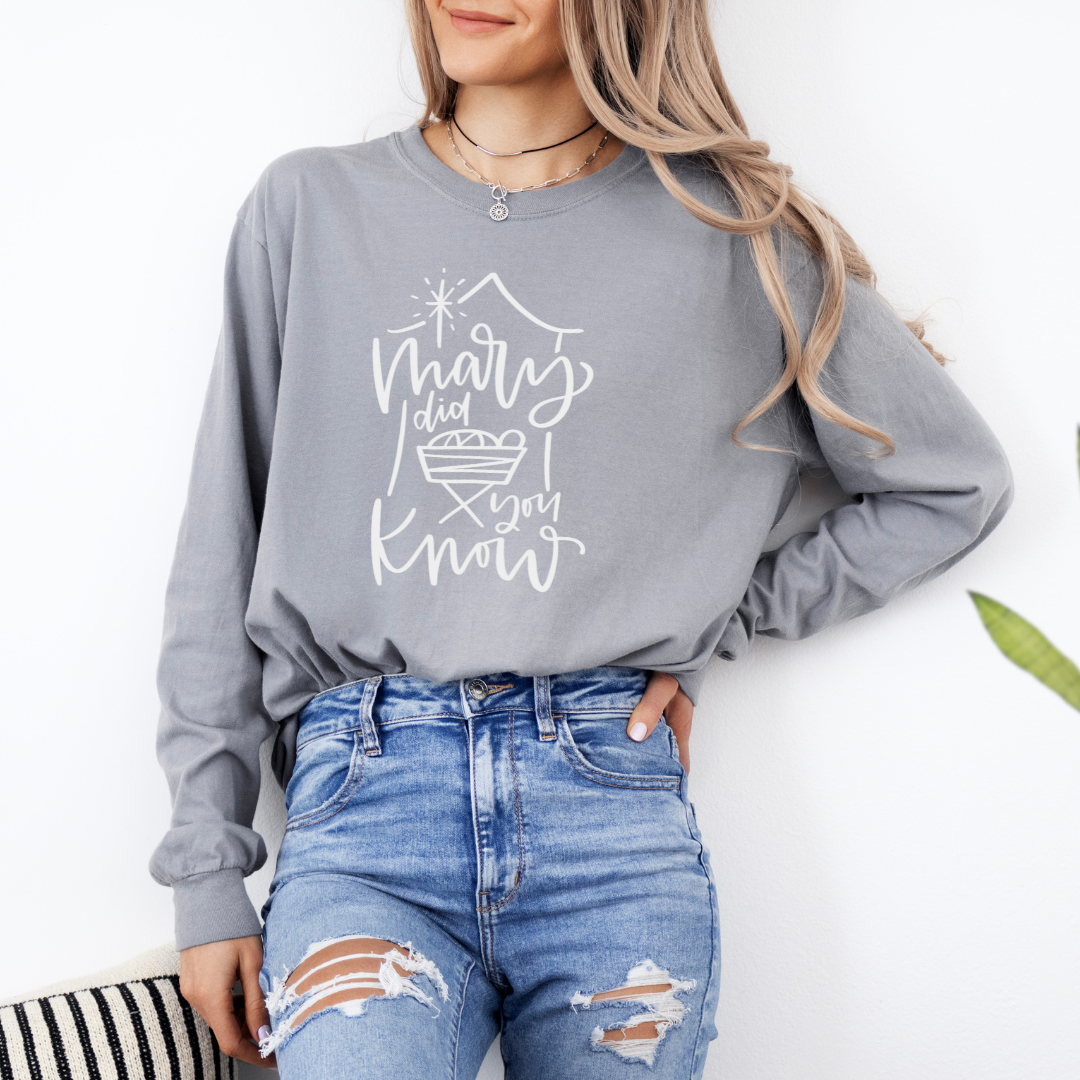 Mary Did You Know Christmas LONG Sleeve Tee - Graphic Tee
