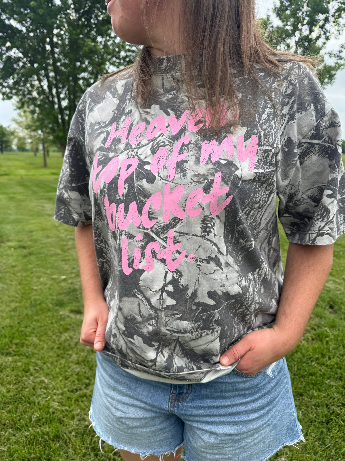 Heaven Top of My Bucket List Camo Western Fall Tee