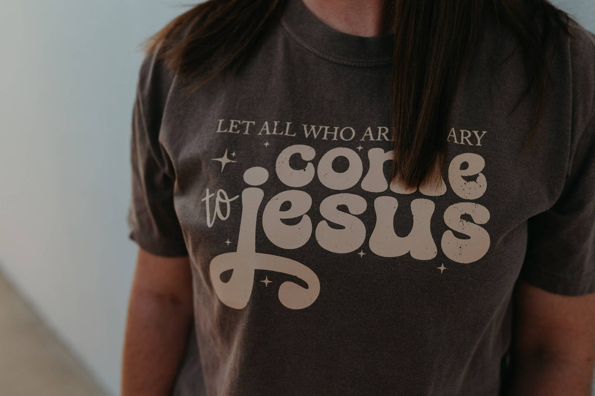 Let all who are weary come Jesus Fall Floral Graphic Tee