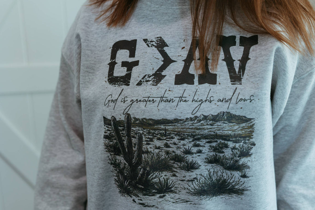 God is Greater Graphic Sweatshirt - Graphic Fall Sweatshirt