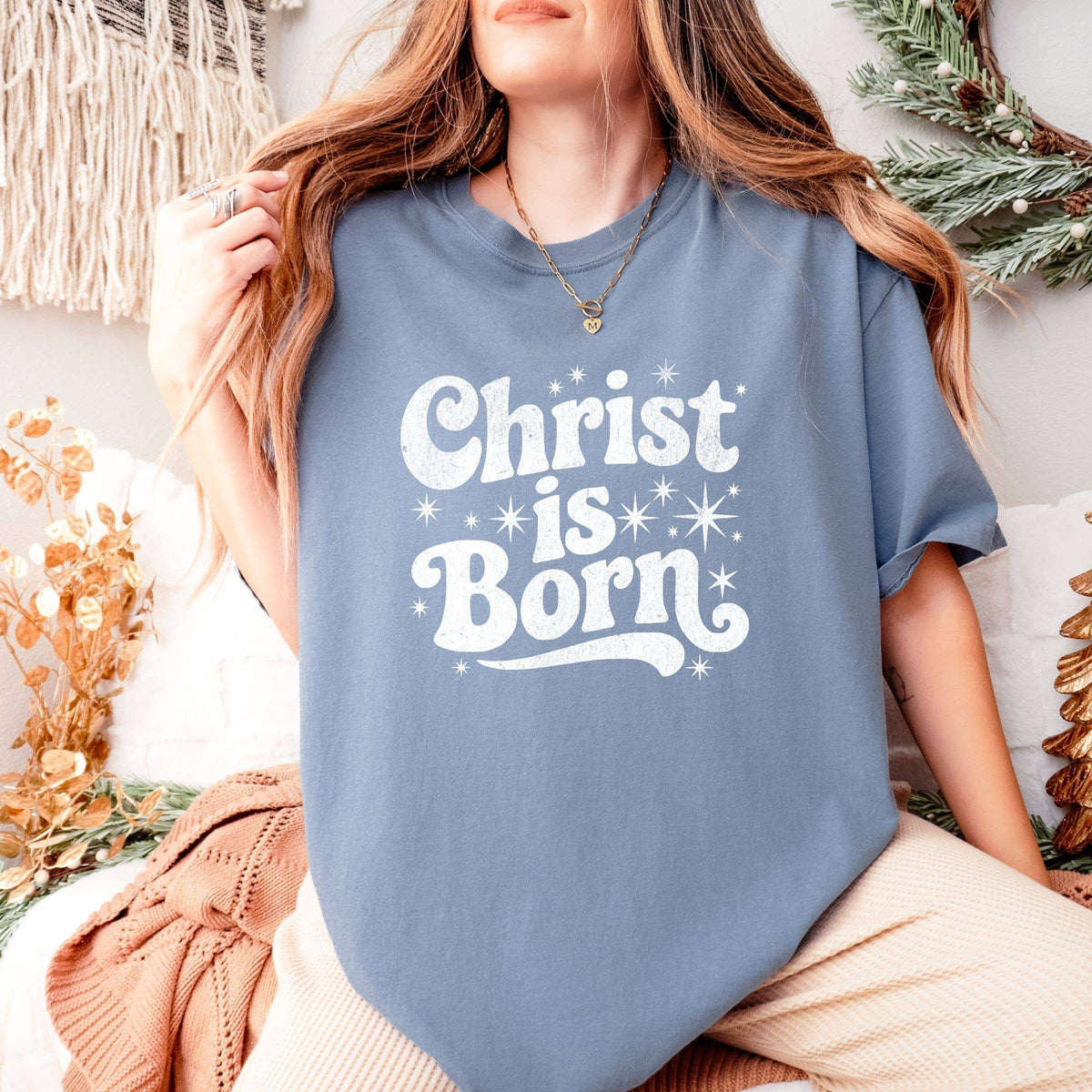 Christ is Born Christian Graphic Tee - Christmas Graphic Tee