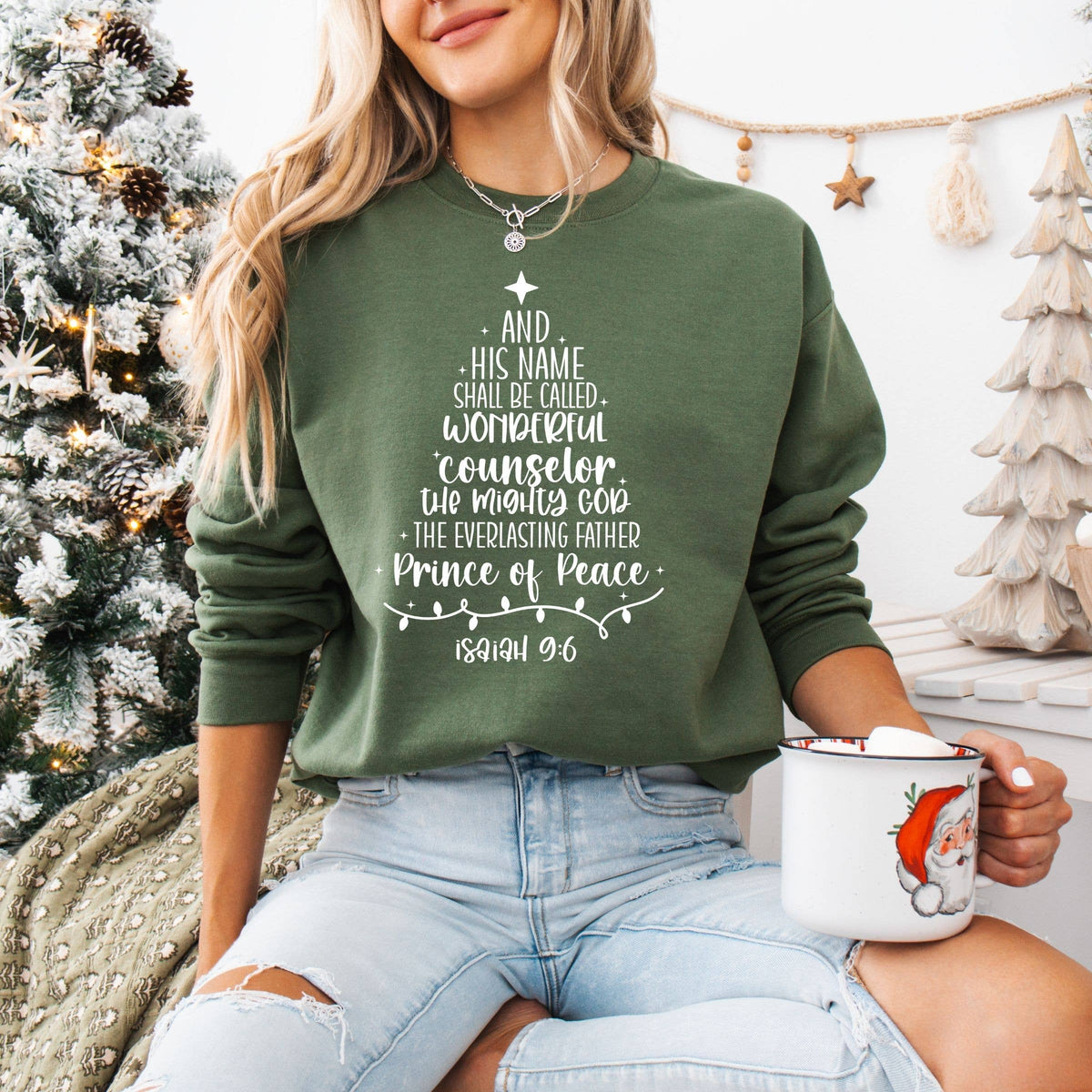 Jesus Is The Reason Christmas Tree Graphic Sweatshirt