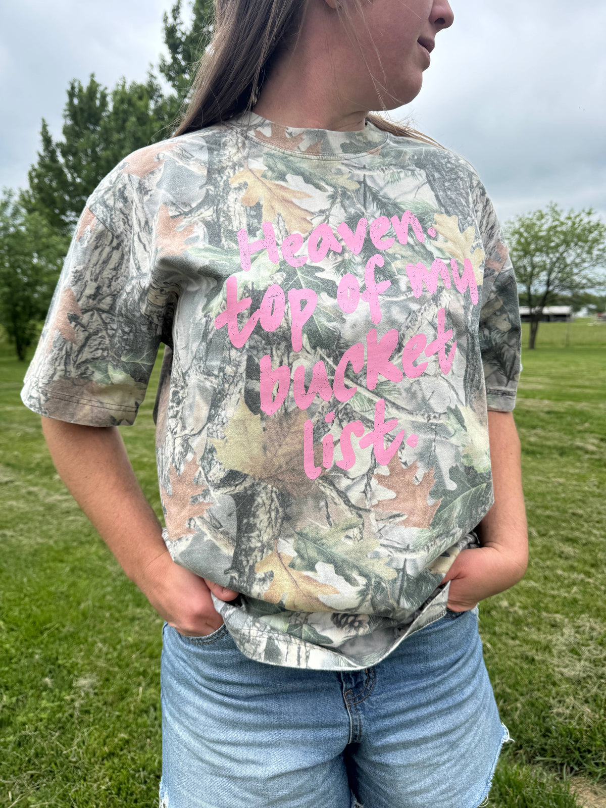 Heaven Top of My Bucket List Camo Western Fall Tee