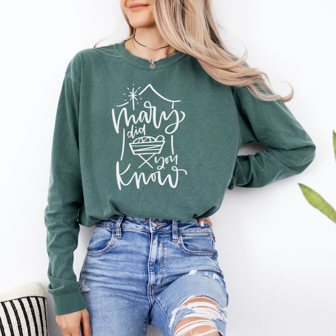 Mary Did You Know Christmas LONG Sleeve Tee - Graphic Tee