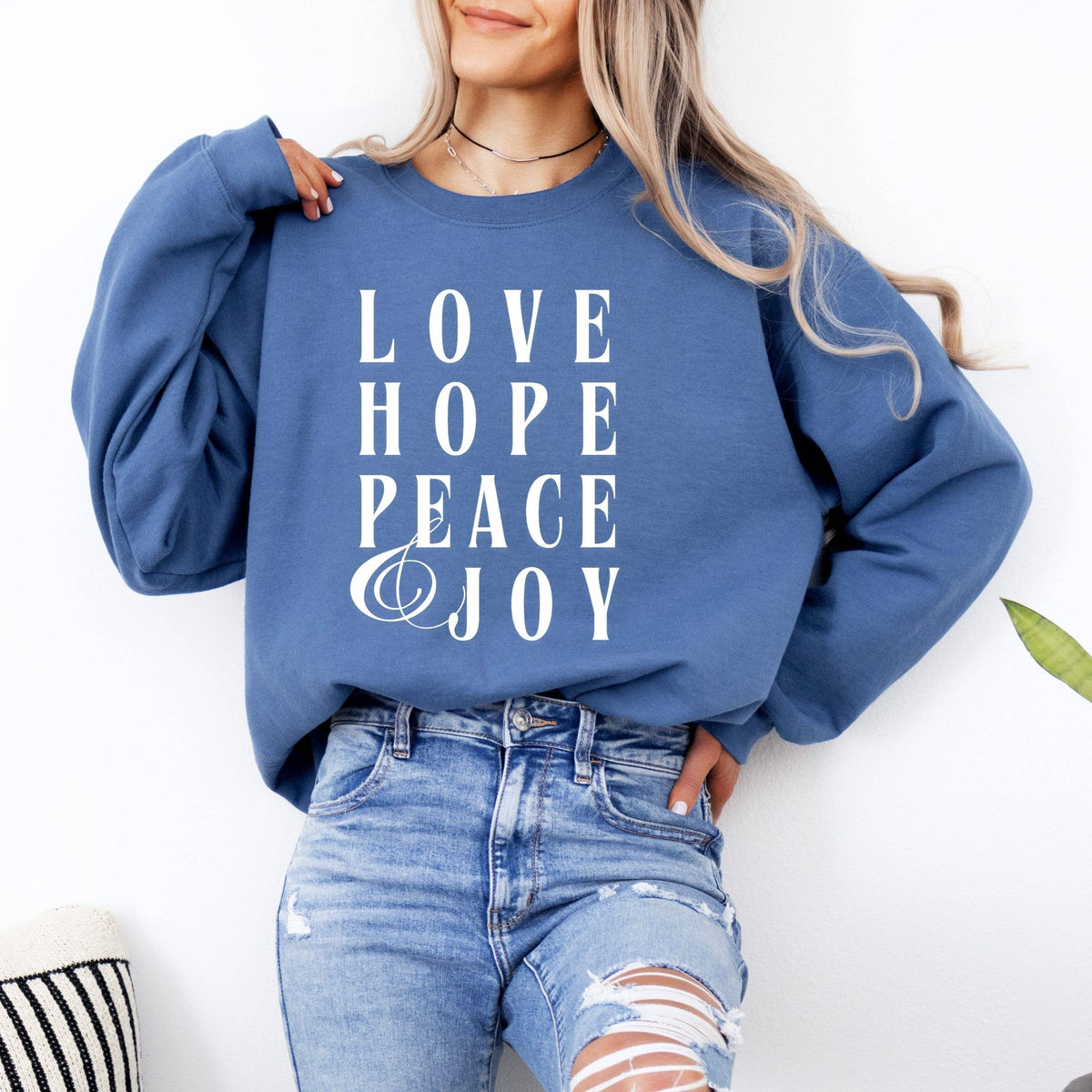 Love, Hope, Peace and Joy Christmas Graphic Sweatshirt