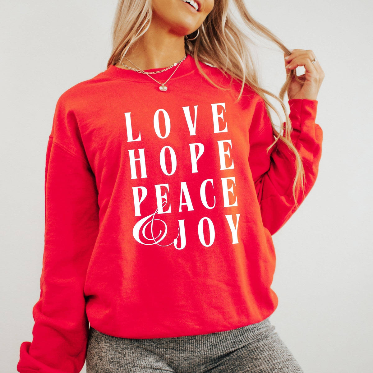 Love, Hope, Peace and Joy Christmas Graphic Sweatshirt