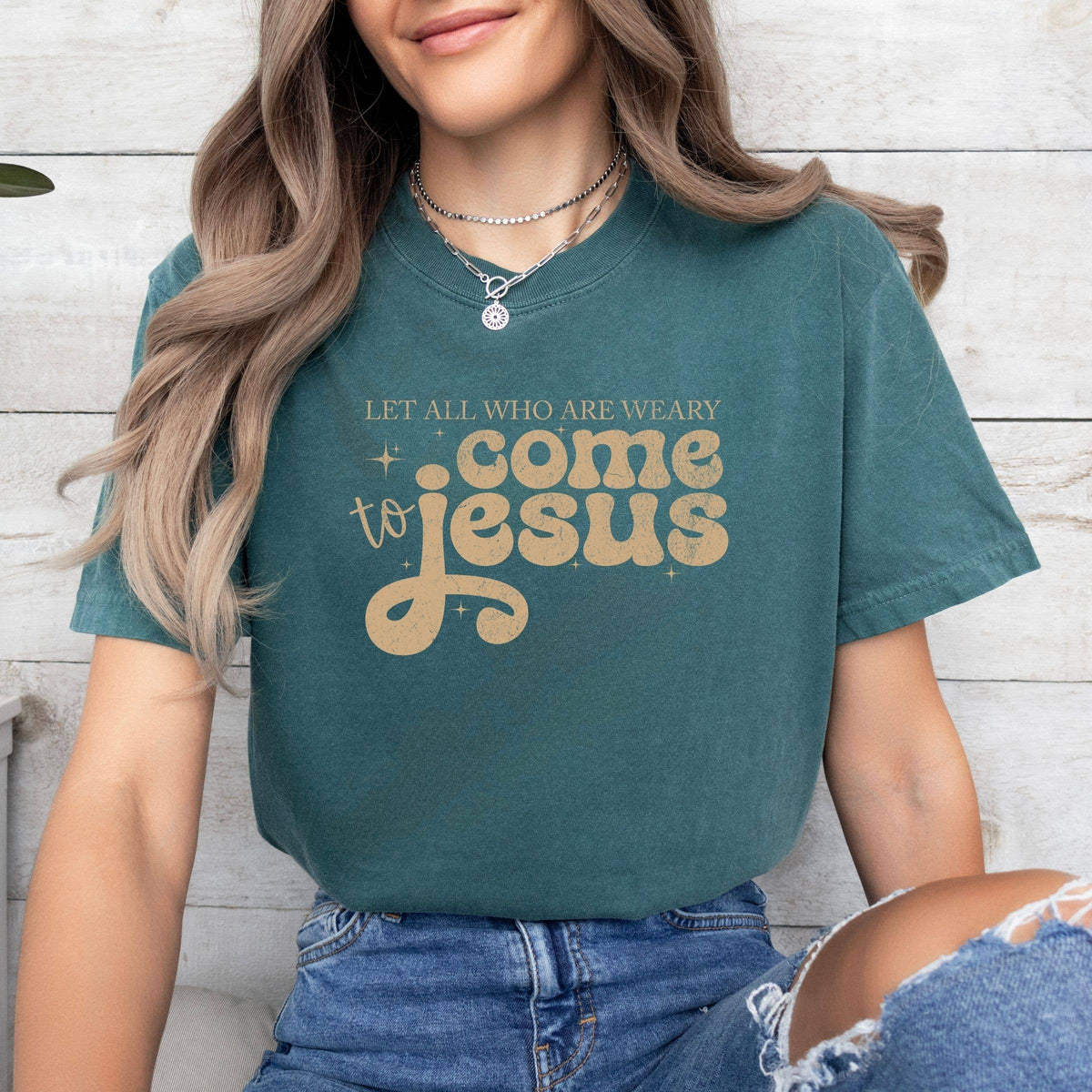 Let all who are weary come Jesus Fall Floral Graphic Tee