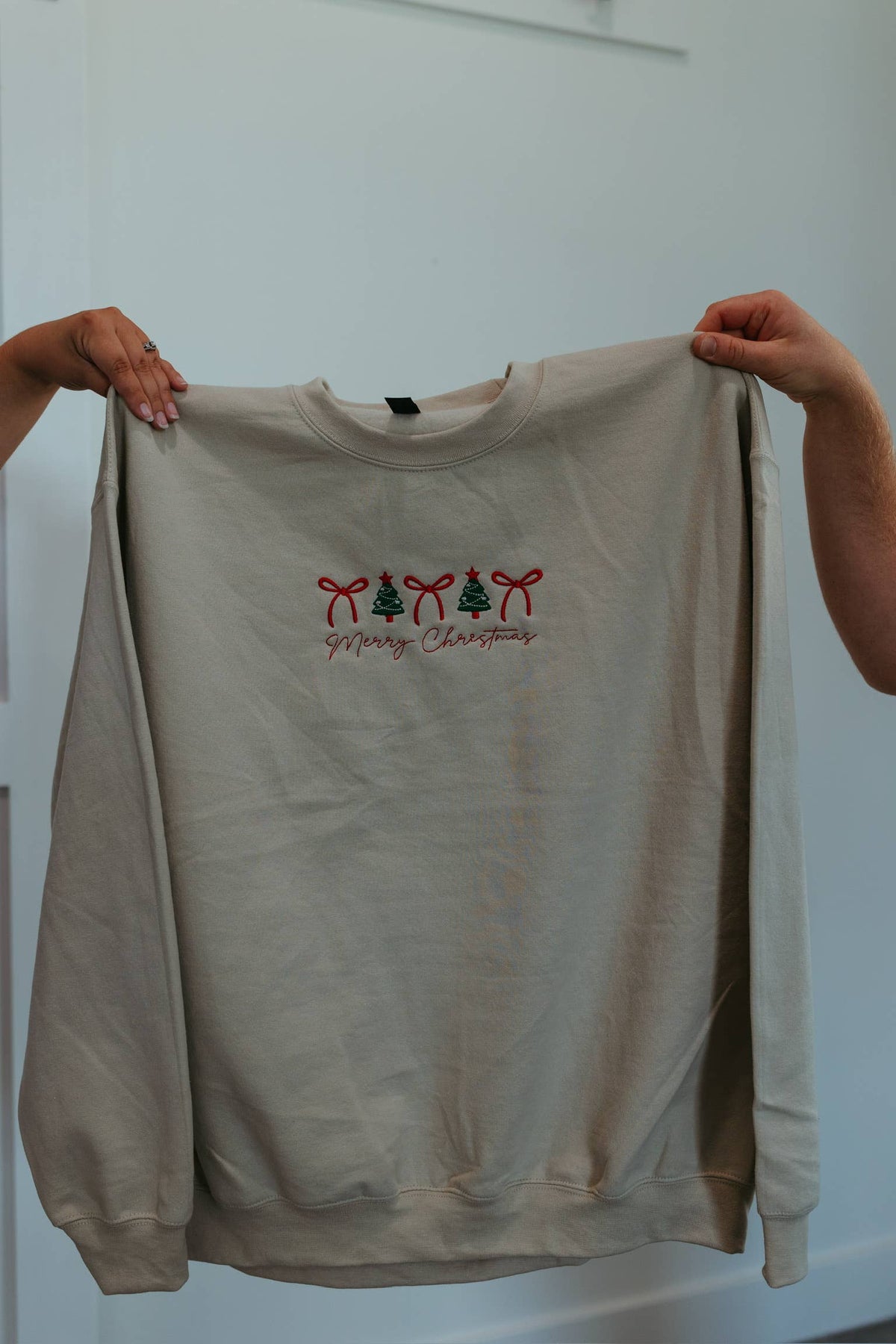 Merry Christmas Embroidered Sweatshirt - Christmas Graphic