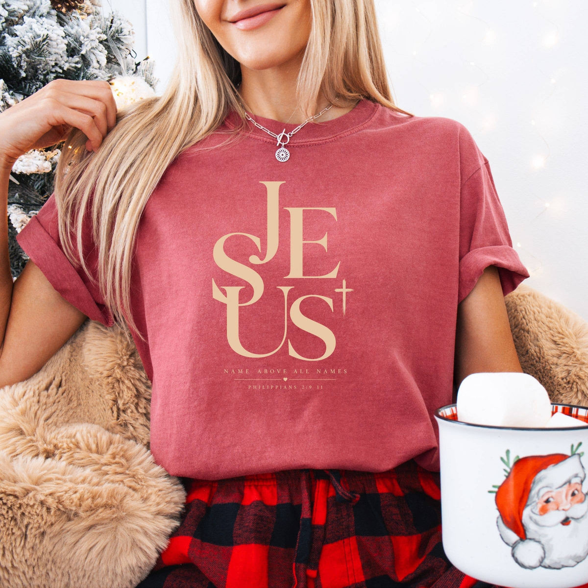 Jesus Above All Kings Christian Graphic Tee - Christmas