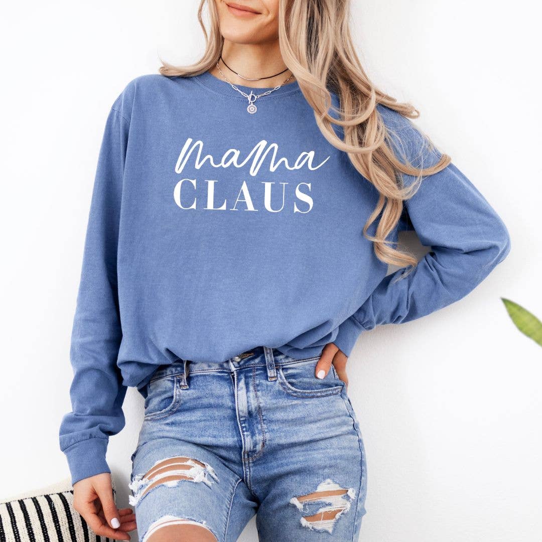 Mama Claus Long Sleeve Christmas Tee - Graphic Tee
