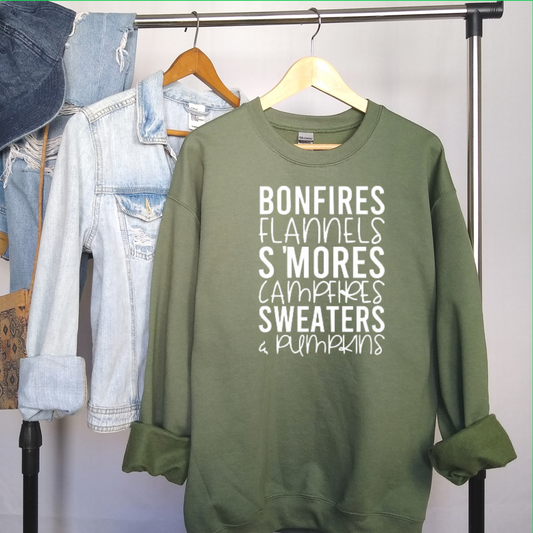 Bonfires and Flannels Sweatshirt (Multiple Color Options)