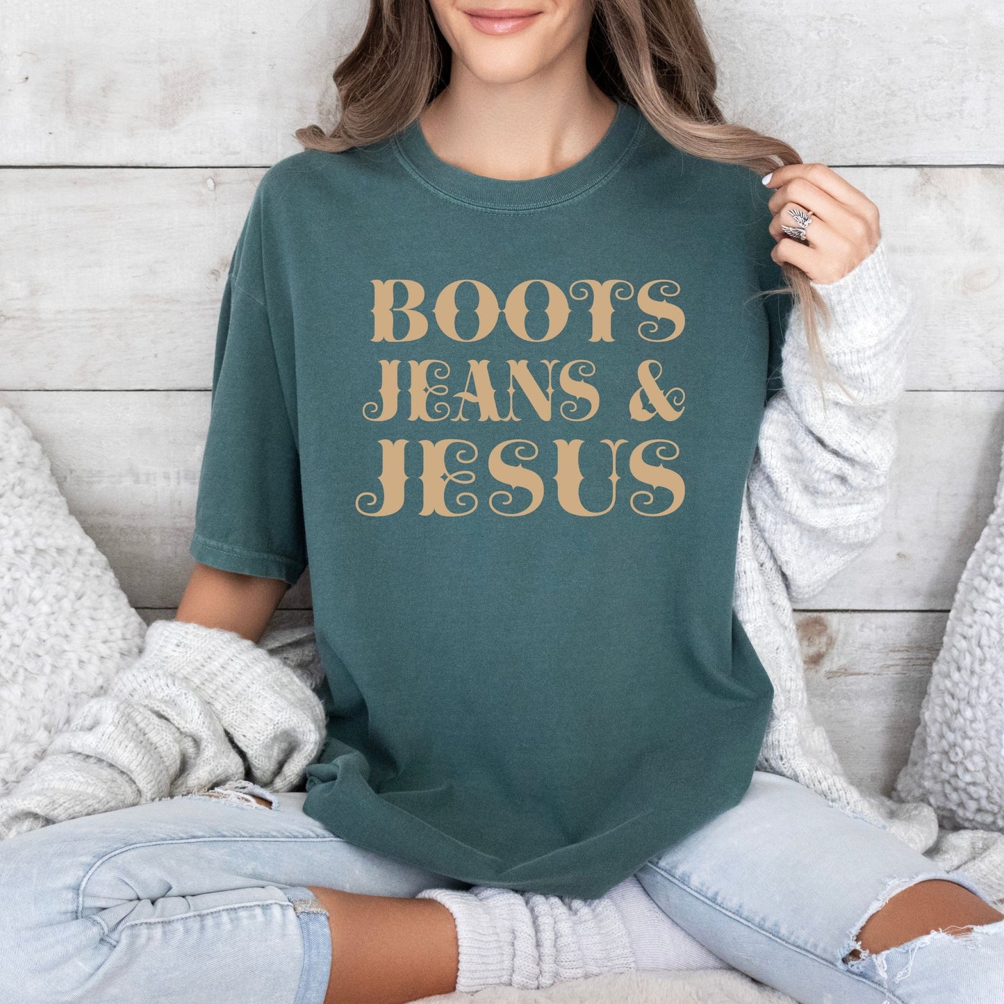 Boots, Jeans and Jesus Tee (Multiple Colors)
