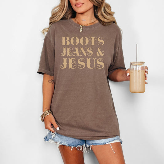 Boots, Jeans and Jesus Tee (Multiple Colors)