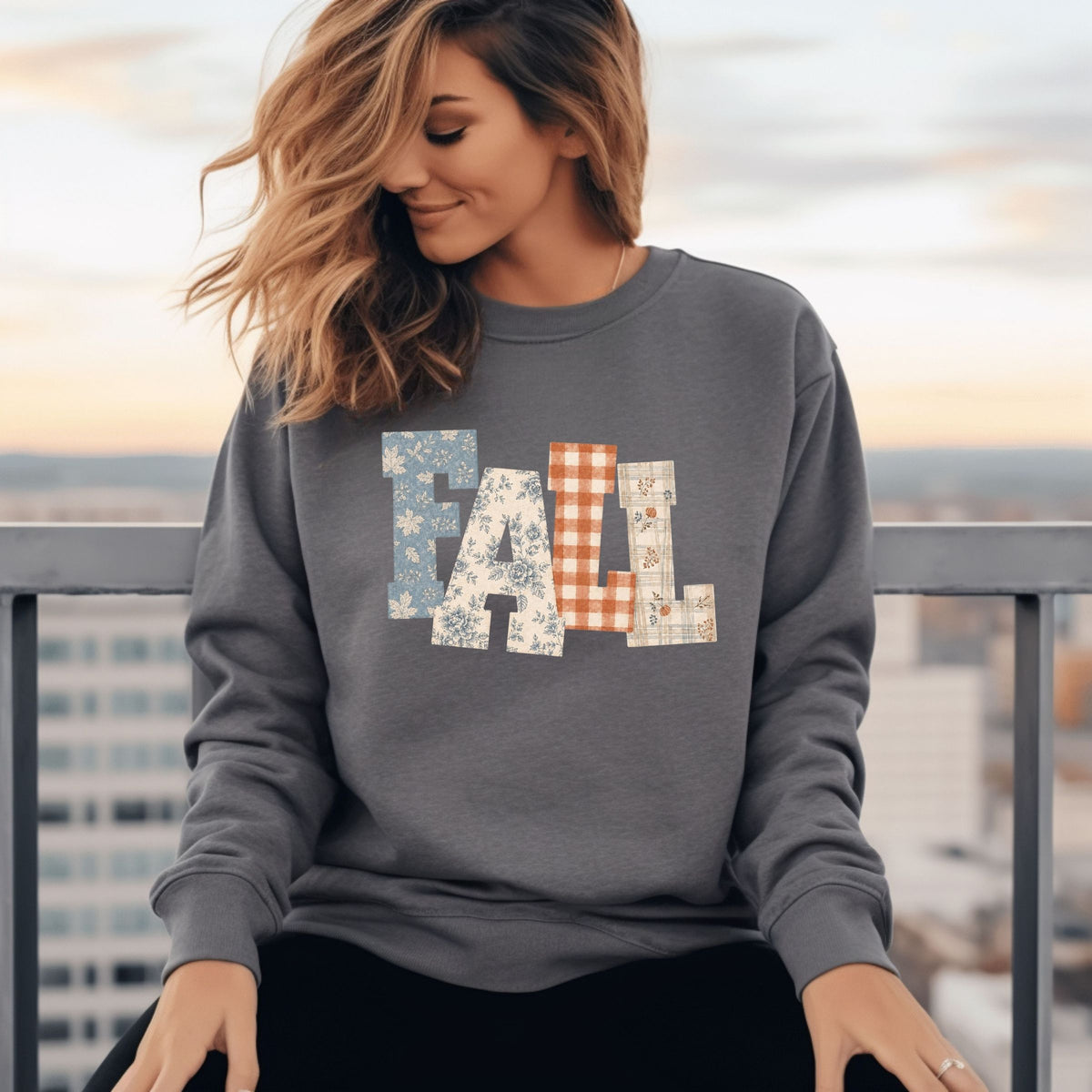 FALL Faux Embroidery Sweatshirt (Multiple Colors)