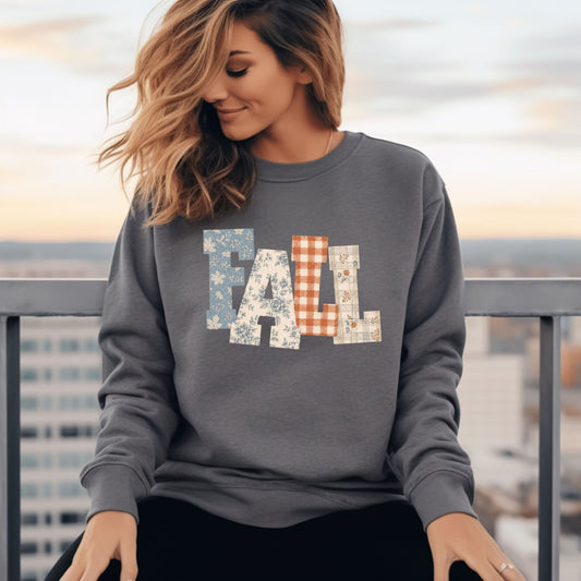 FALL Faux Embroidery Sweatshirt (Multiple Colors)