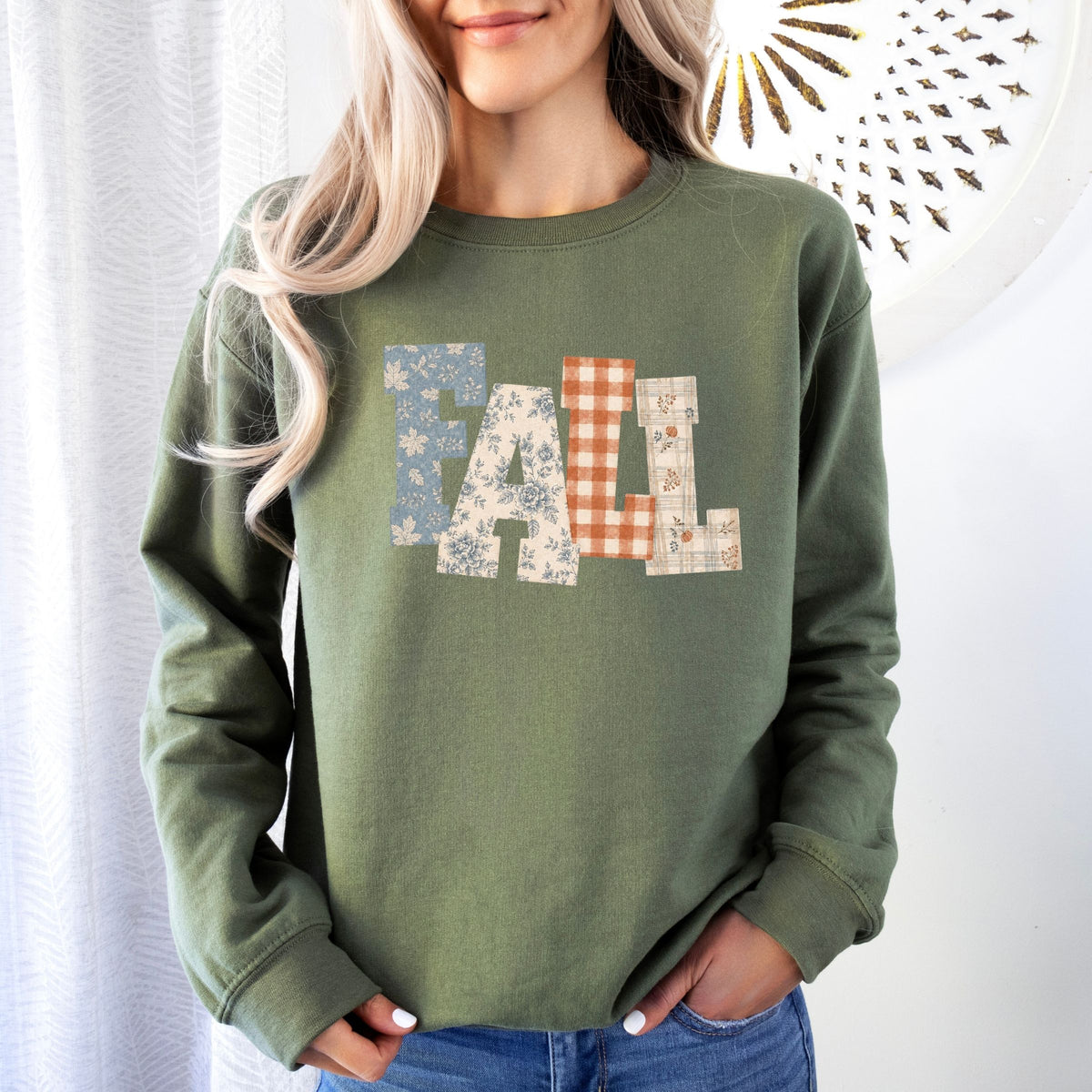 FALL Faux Embroidery Sweatshirt (Multiple Colors)