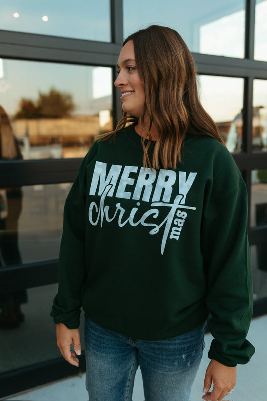 Merry CHRISTmas Snowy Style Sweatshirt (Multiple Colors)