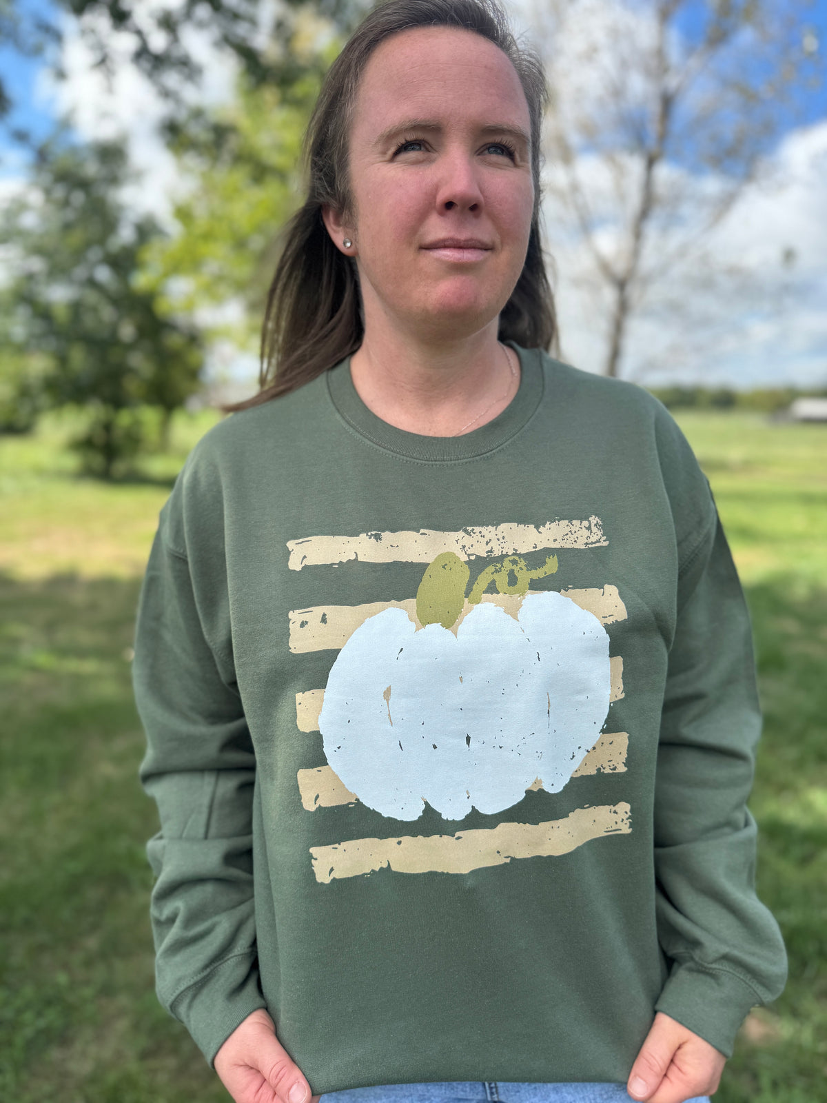 Pumpkin Fall Vertical Lines Graphic Sweatshirt