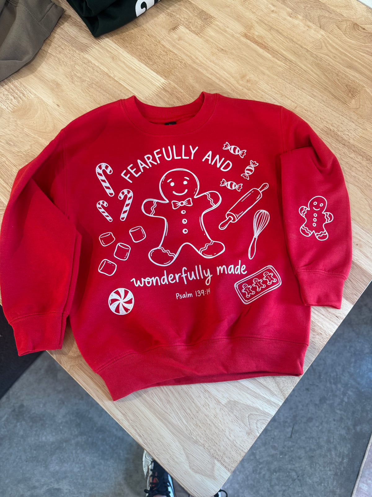 Fearfully and Wonderfully Made Youth Sweatshirt -Red