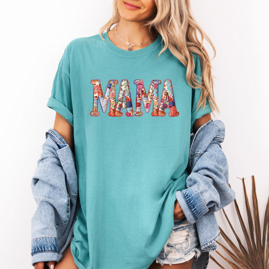 Mama Faux Embroidery Tee (Multiple Colors)