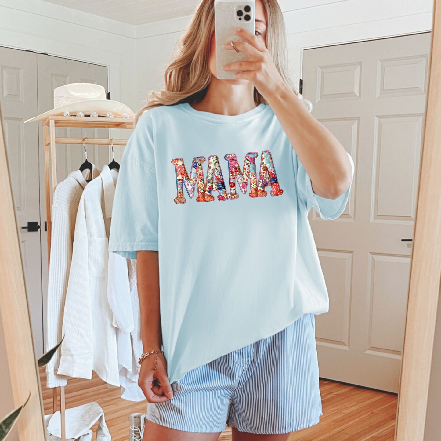 Mama Faux Embroidery Tee (Multiple Colors)