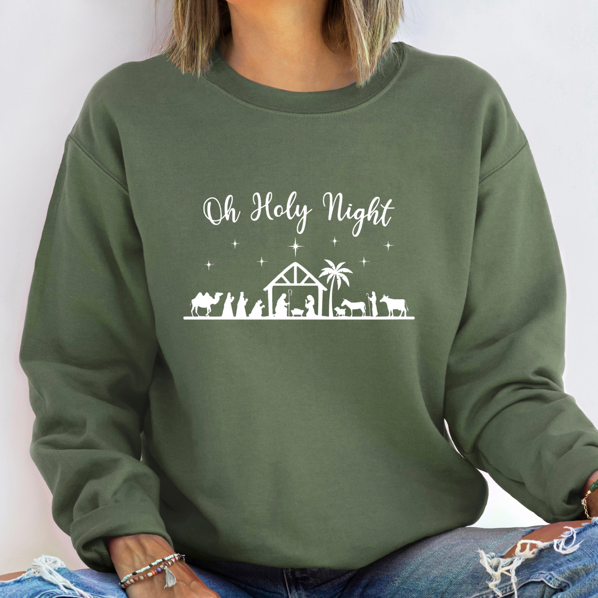 Oh Holy Night Christmas Sweatshirt (Multiple Colors)