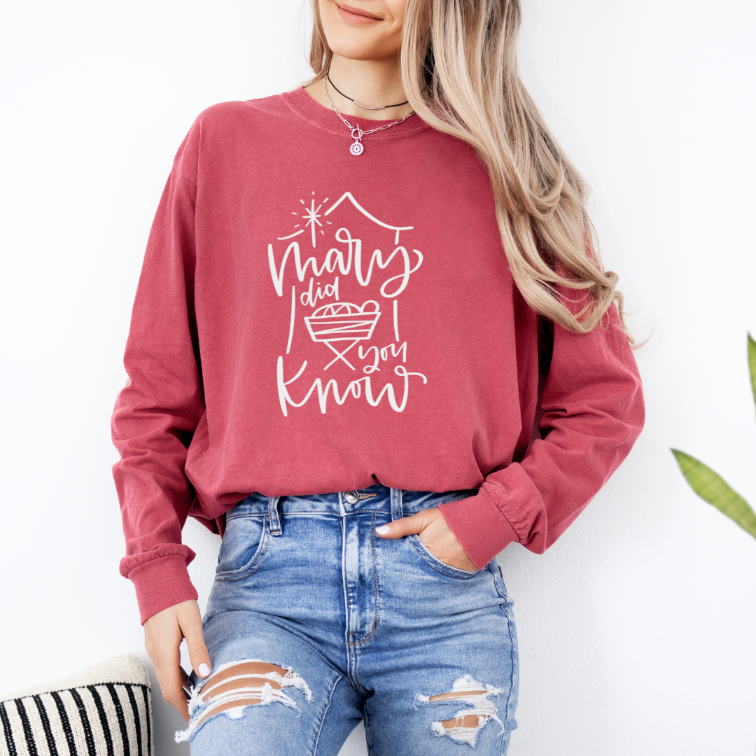 Mary Did You Know Christmas LONG Sleeve Tee - Graphic Tee