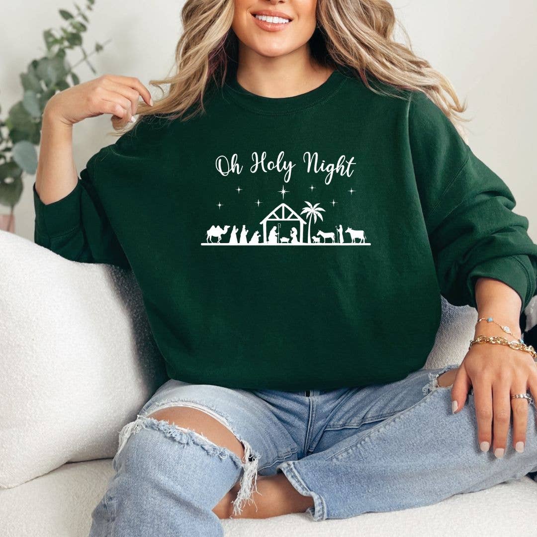 Oh Holy Night Christmas - Christmas Graphic Sweatshirt