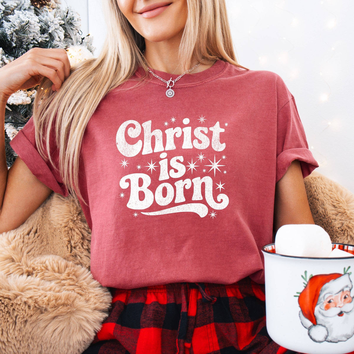Christ is Born Christian Graphic Tee - Christmas Graphic Tee