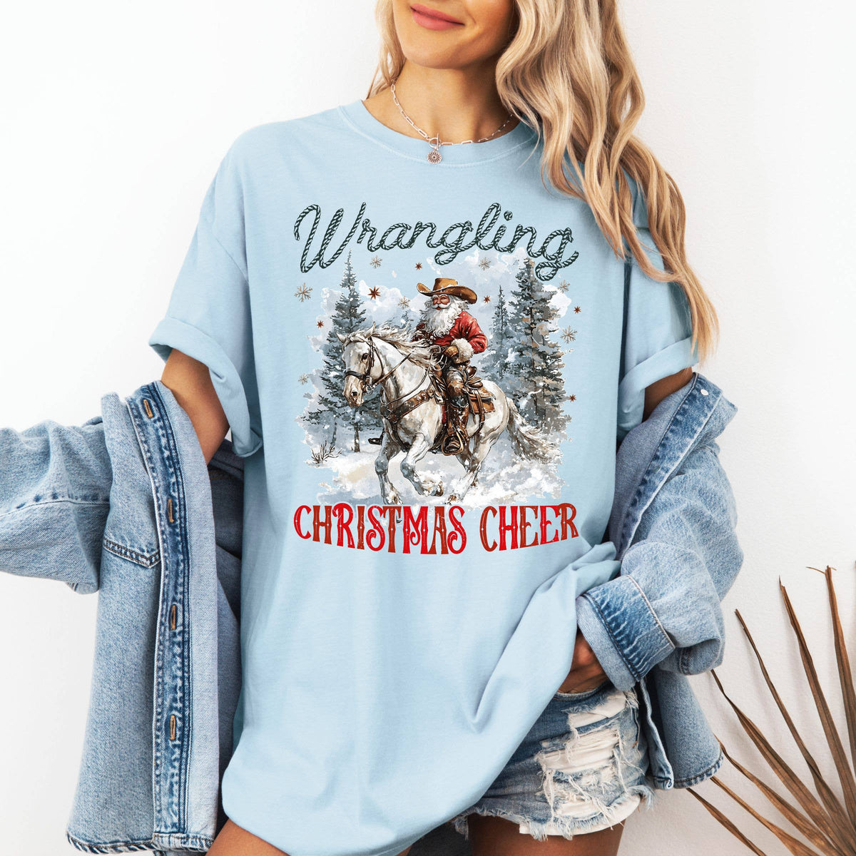 Wrangling Christmas Western Tee - Christmas Graphic Tee