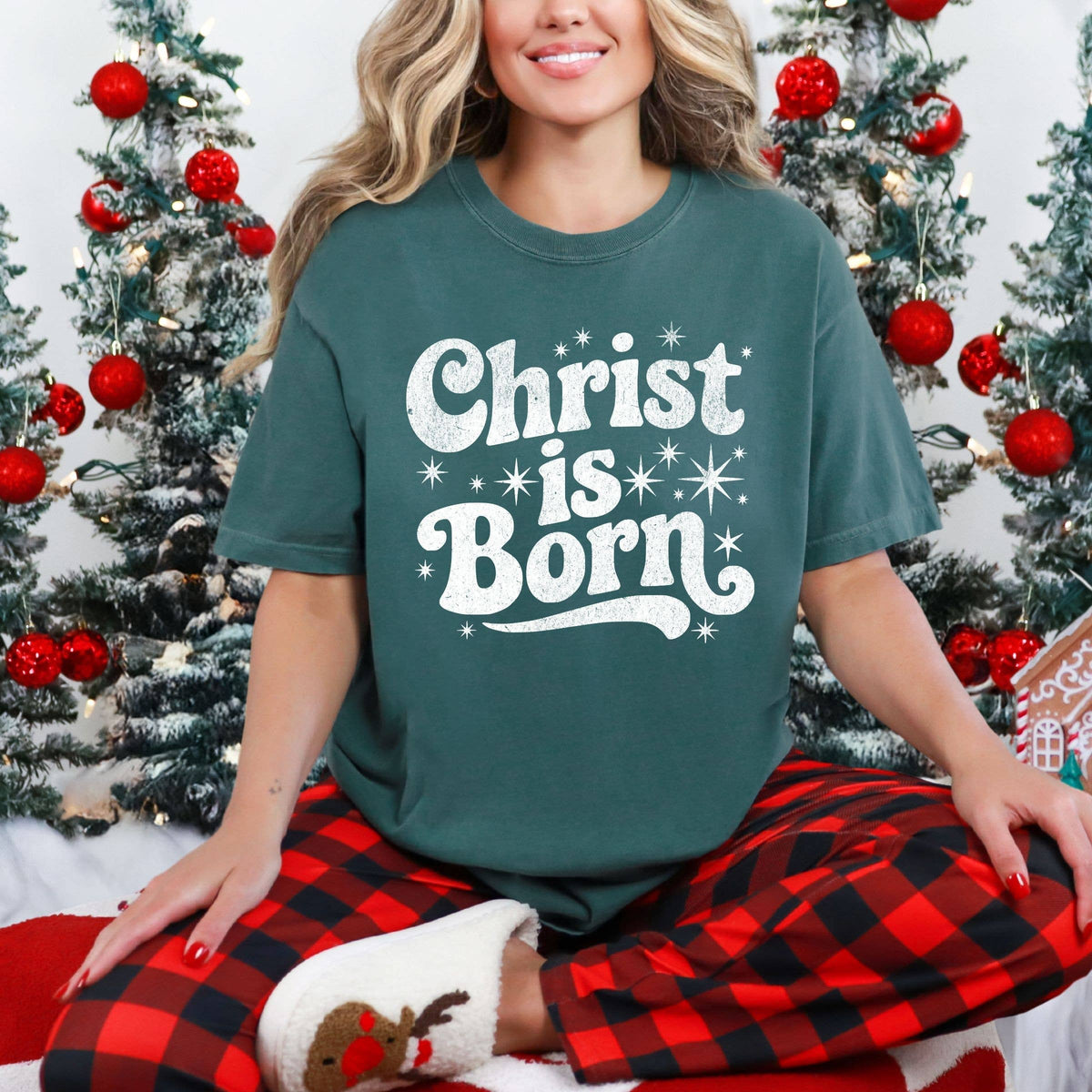 Christ is Born Christian Graphic Tee - Christmas Graphic Tee