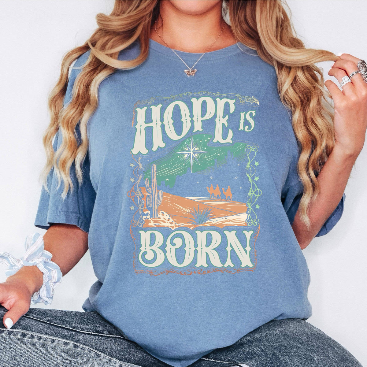 Hope is Born Christian Graphic Tee - Christmas Graphic Tee