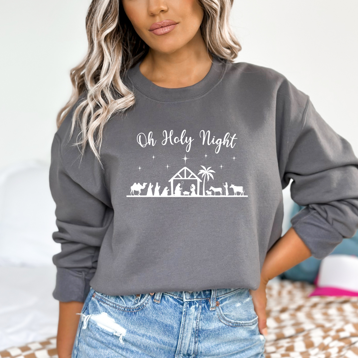 Oh Holy Night Christmas - Christmas Graphic Sweatshirt