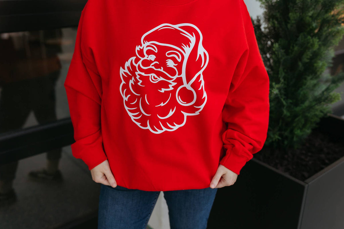 Santa Head Christmas - Christmas Graphic Sweatshirt