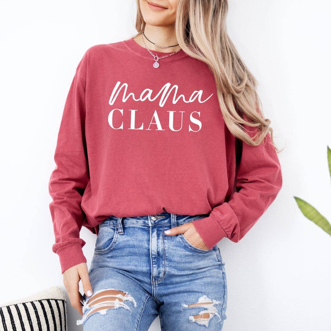 Mama Claus Long Sleeve Christmas Tee - Graphic Tee
