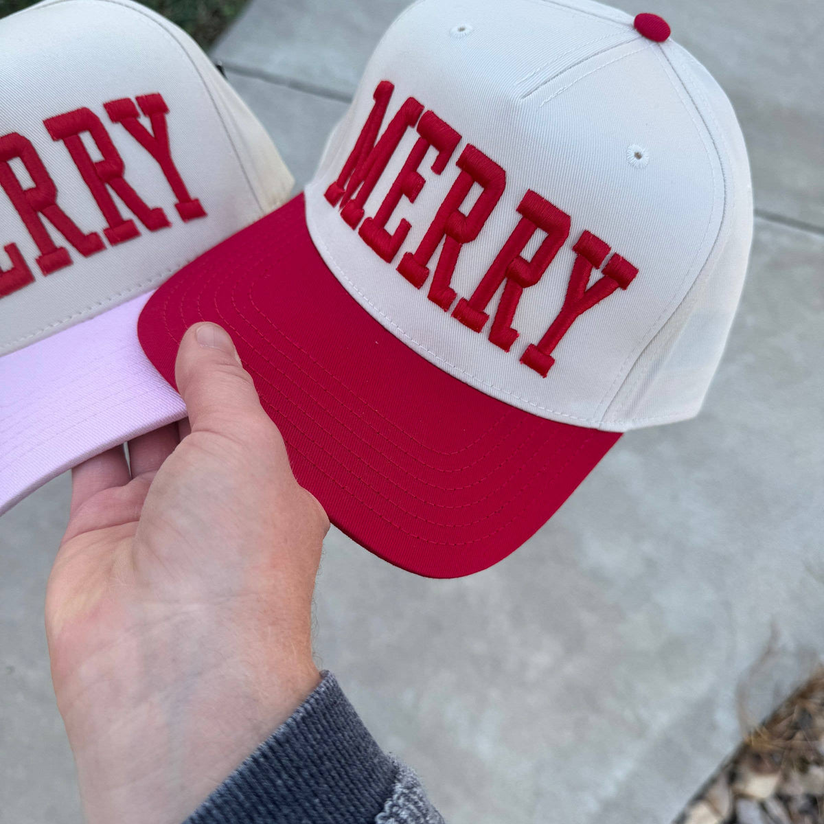 Merry Embroidered Snapback Trucker Hat - Christmas Hat