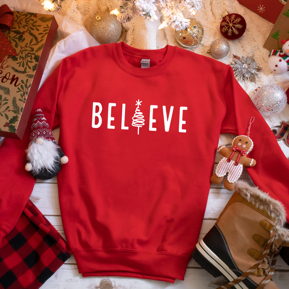 Believe Christmas Sweatshirt - Graphic Christmas Tee