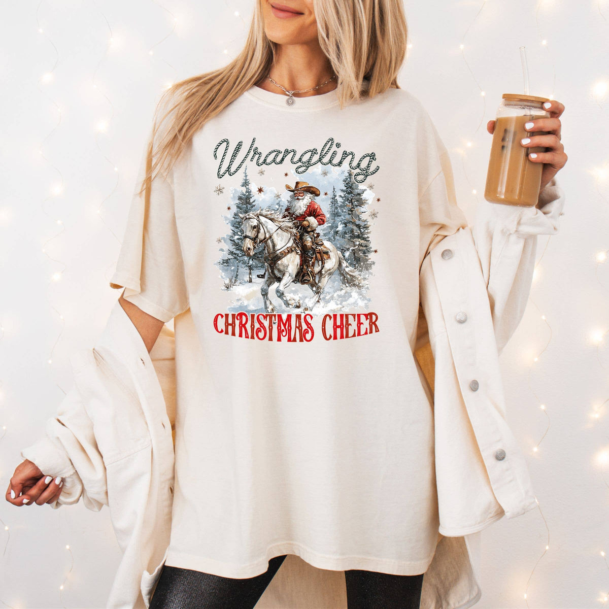 Wrangling Christmas Western Tee - Christmas Graphic Tee